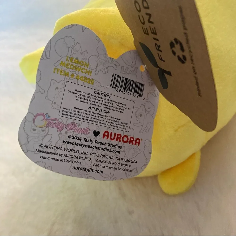Aurora Peach Lemon Meowchi 7” Plush Yellow Plushie 7 Inches Stuffed Animal Cat